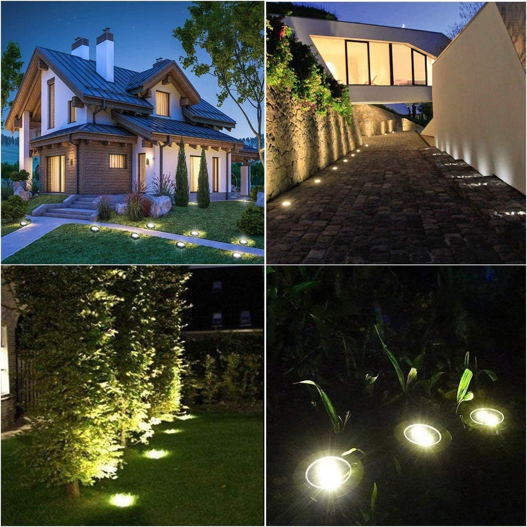 4.6 Inch Diameter Solar Ground Lights, Waterproof Solar Garden Lights, Outdoor Garden Waterproof Bright in-Ground Light, Landscape Lighting for Pathway,Yard,Lawn,Patio,Walkway (16 Pack White Light)