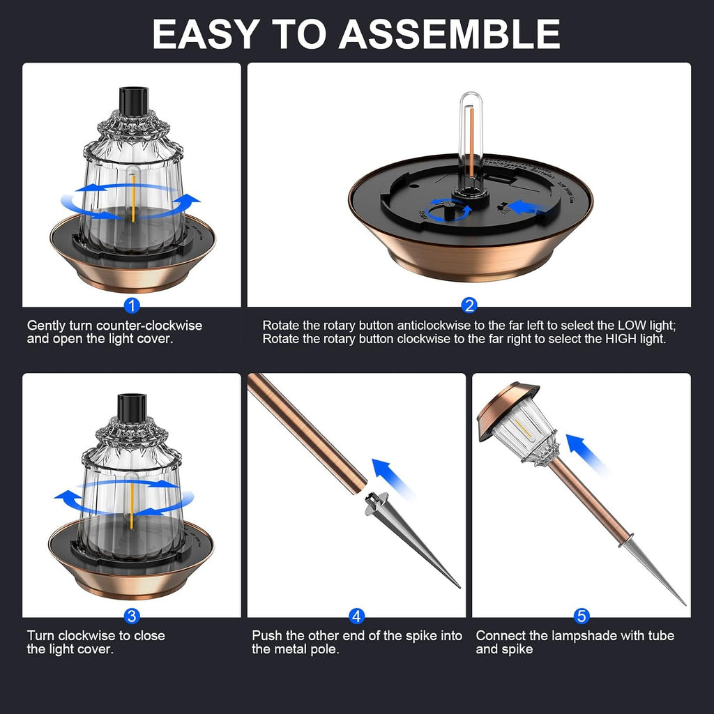 XMCOSY+ Solar Pathway Lights Outdoor, 6 Pack Solar Light Outdoor Waterproof | Stainless Steel & Aluminum 10-40LM Dimmable Warm White for 12H, IP65 Solar Powered Auto On/Off Outdoor Light for Yard Garden