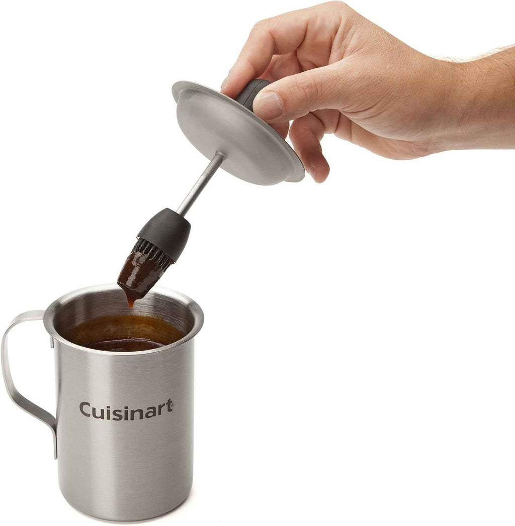 Cuisinart Sauce Pot and Basting Brush Set, 16 oz. Stainless Steel Grill Accessory with Silicone Basting Brush for Cooking & BBQ, Easy to Clean BBQ Accessories for Smoking and Grilling