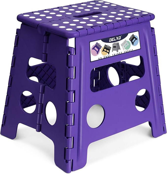 Delxo Folding Step Stool, 13 inch Non-Slip Foldable Stools Up to 300 LBS by Delxo