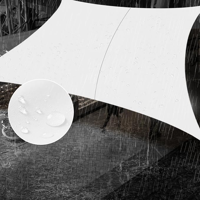 SUNNY GUARD Waterproof Sun Shade Sail 10' x 13' White Rectangle UV Block by SUNNYGUARD