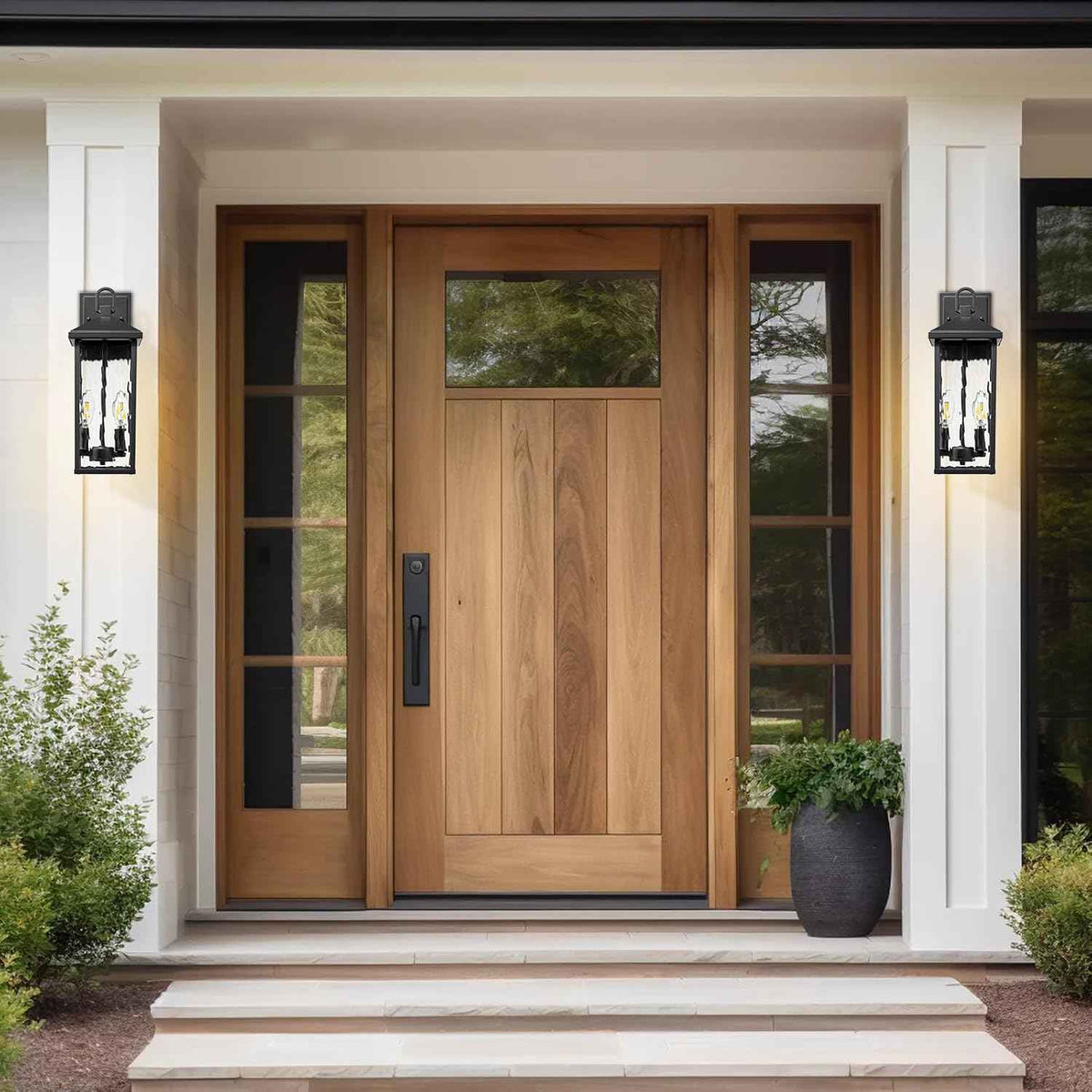 Darkaway Outdoor Wall Lights, Exterior Lighting Fixtures Wall Mount Porch Lights Waterproof Outdoor Sconce with Water Ripple Glass E12 Socket for House Patio Hallway Garage