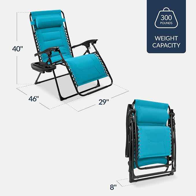Best Choice Products Oversized Padded Zero Gravity Chair, Folding Outdoor Patio