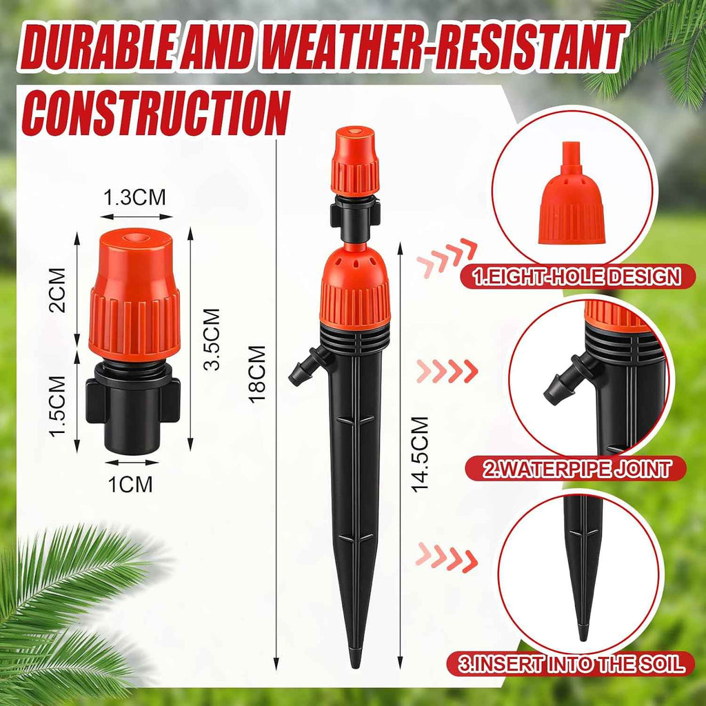 Baquler 50 Pcs Drip Irrigation Emitters 360 Degree Water Flow Stake Drippers for 1/4" Irrigation Hose Accessories for House Garden Watering