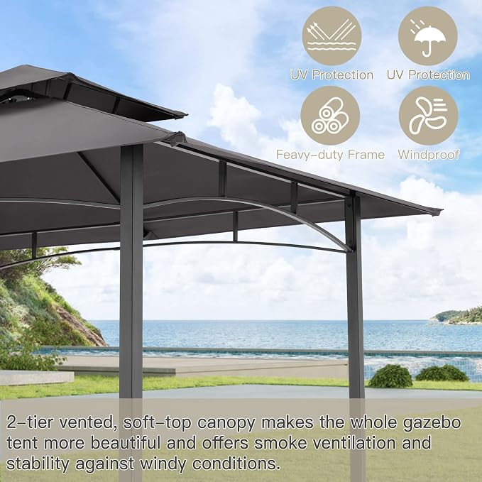 AECOJOY 8' x 5' Outdoor Grill Gazebo Canopy, BBQ Canopy - Image 2