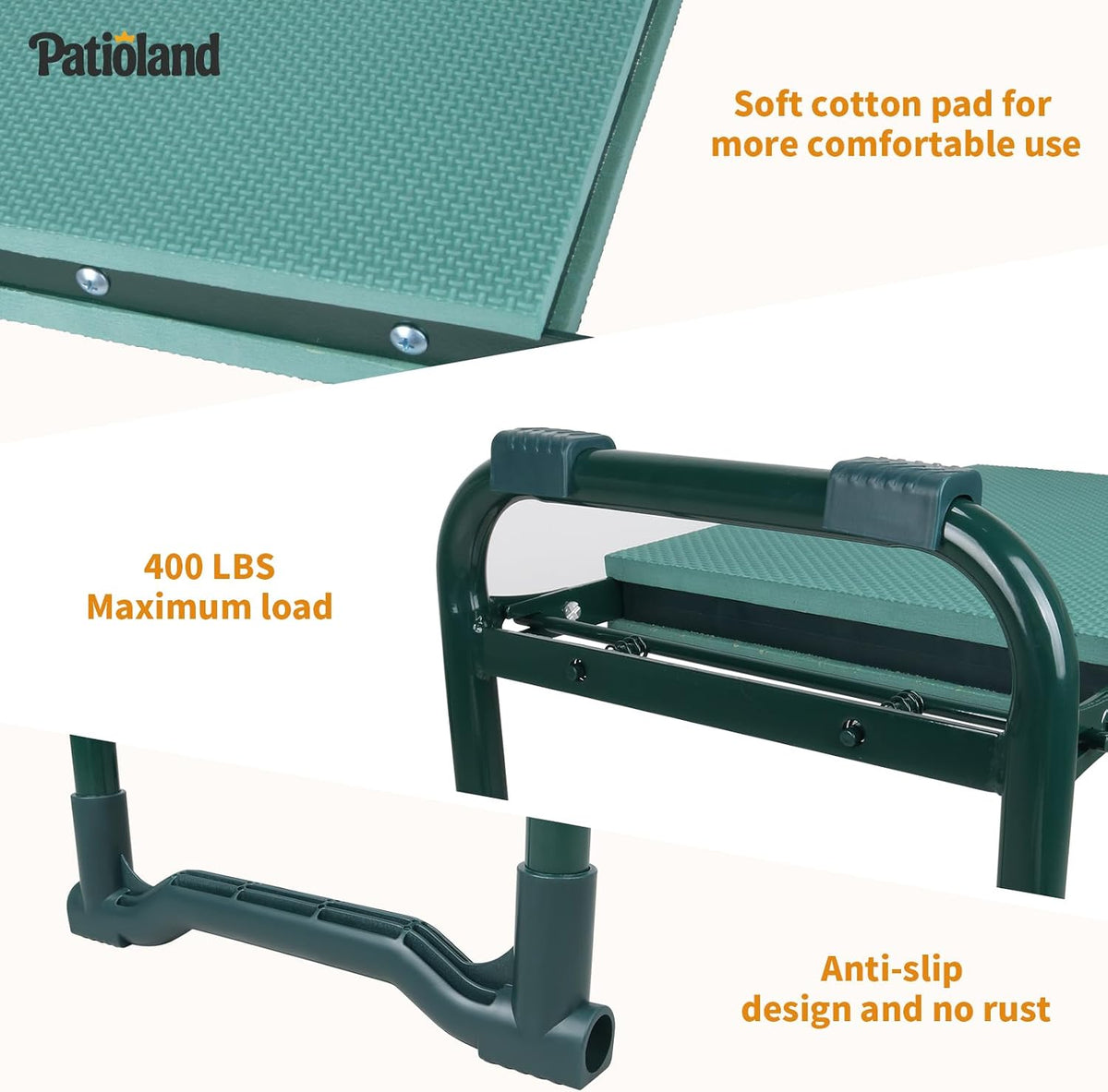 Garden Kneeler and Seat, Gardening Workseat with Tool Pouch and HandBag | 2-in-1 Flip Bench for Yard Work, Folding Garden Stool for Senior, 10.2" Widen Kneeling Pad, Gardening Gift for Women Men