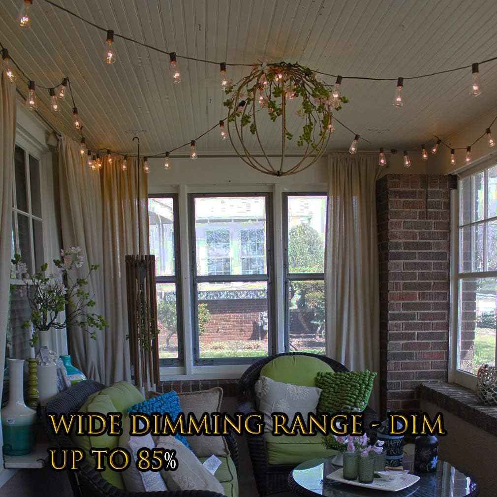 Outdoor String Lights 36ft with LED Filament Bulbs 30+2(Spare) Dimmable Shatterproof Waterproof, for Indoor/Outdoor Decoration and Lighting, Edison Vintage Style Warm 2200K