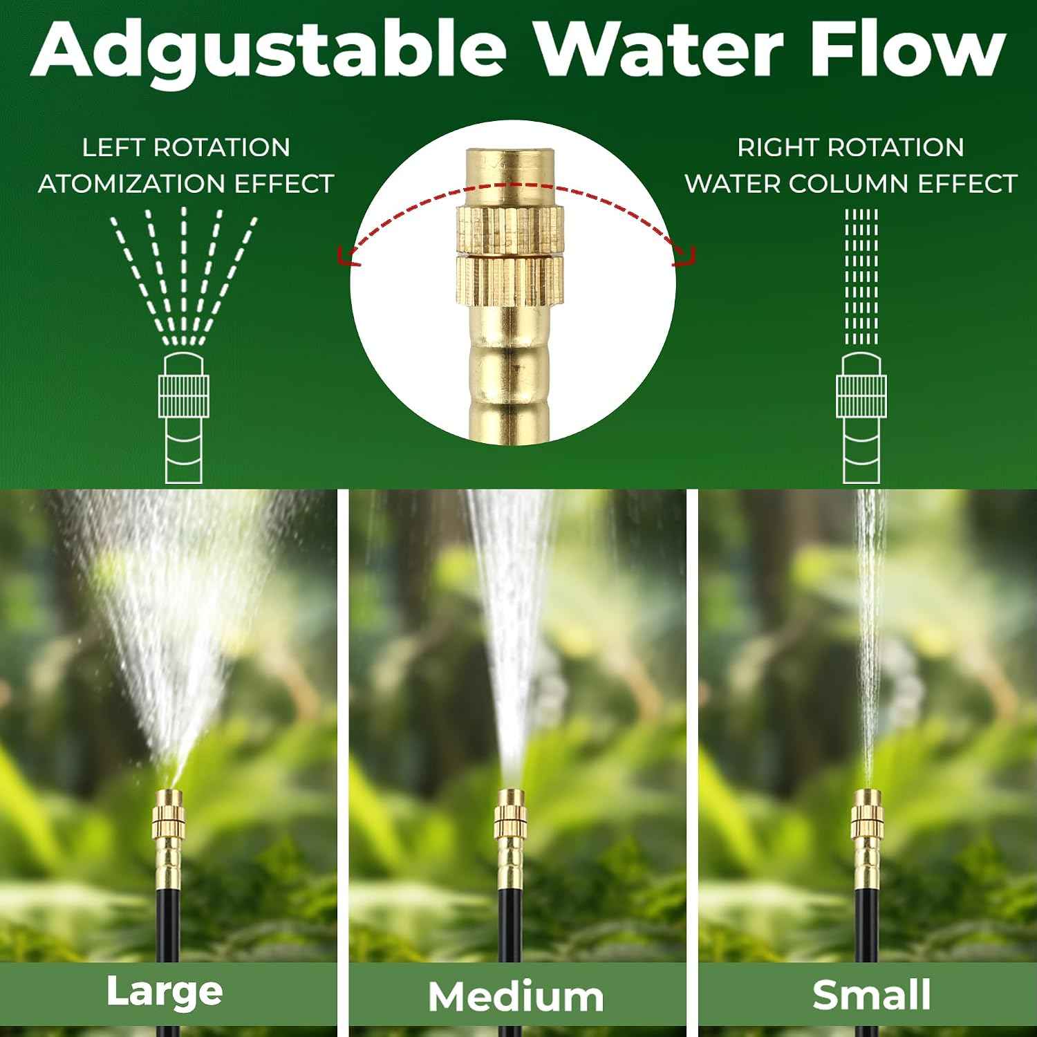 50FT Drip Irrigation System for Starter: Small Garden Quick Connect 1/4" PE Water Tubing Automatic 11Pcs Sprinkler Kit Adjustable Misting Part Watering Hose Outdoor Raised Bed Plants Flower Greenhouse