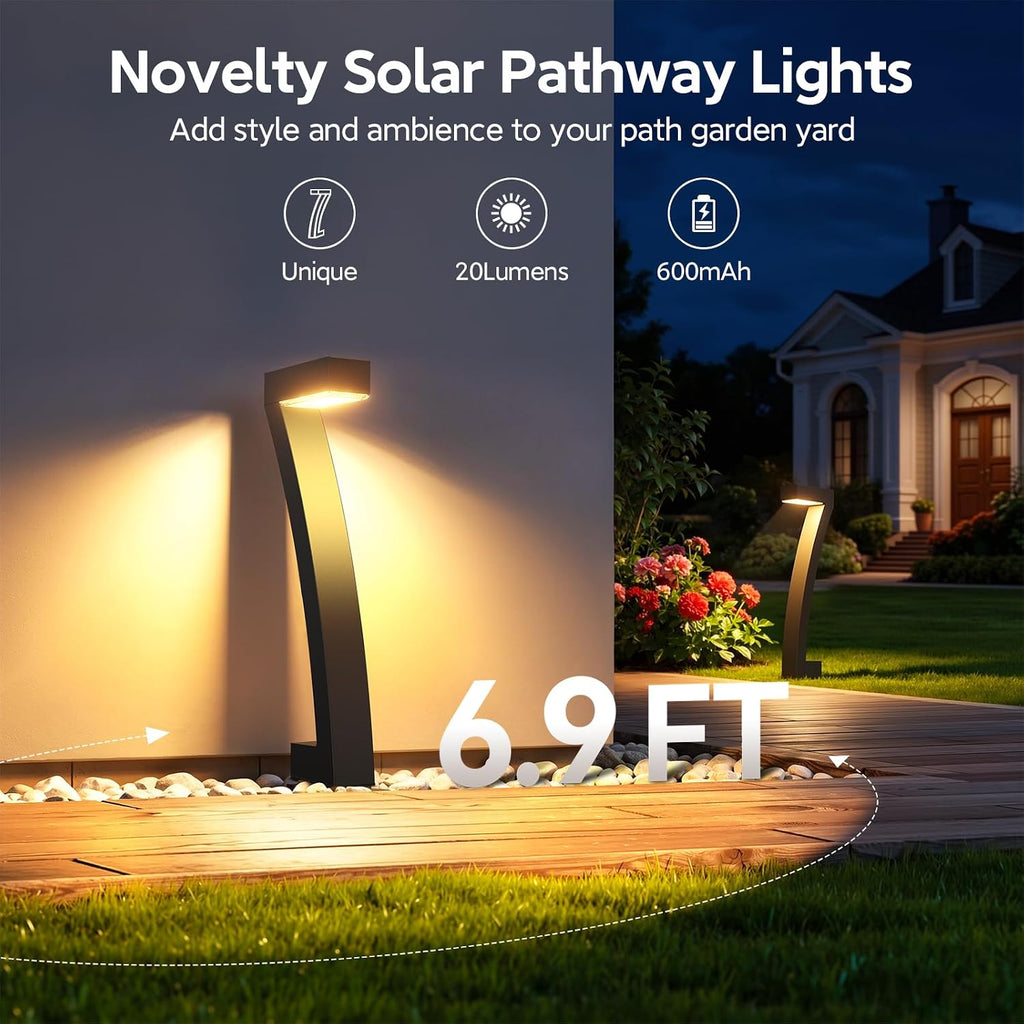 BUCASA Solar Lights Outdoor Pathway Lights, 6 Pack Upgraded Bright LED Outdoor Solar Light for Outside, IP65 Waterproof Solar Garden Light for Yard, Driveway, Walkway, Landscape, Patio Decor