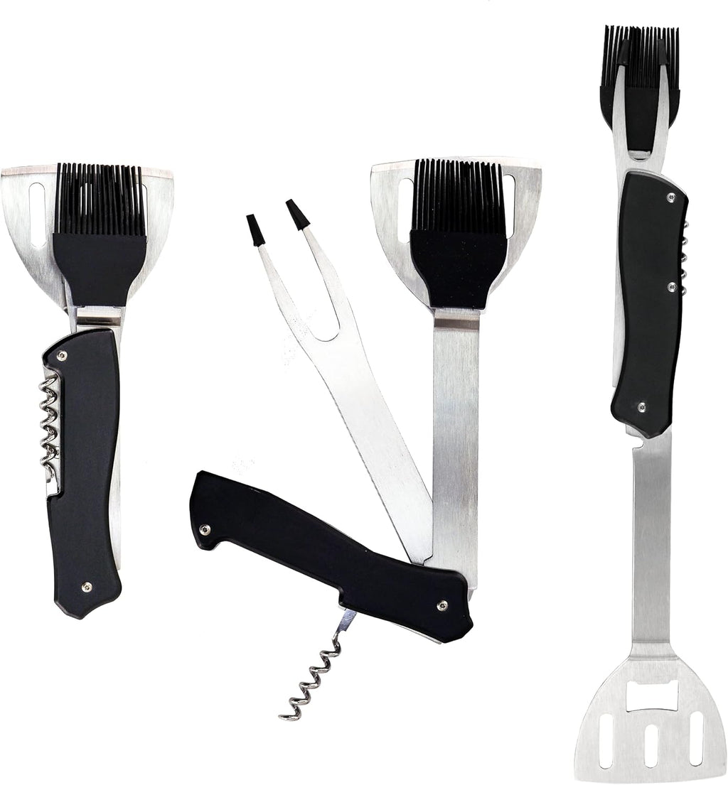 Iconikal 4-in-1 Folding Camping Grilling Tool Turner Spatula Grill Brush
