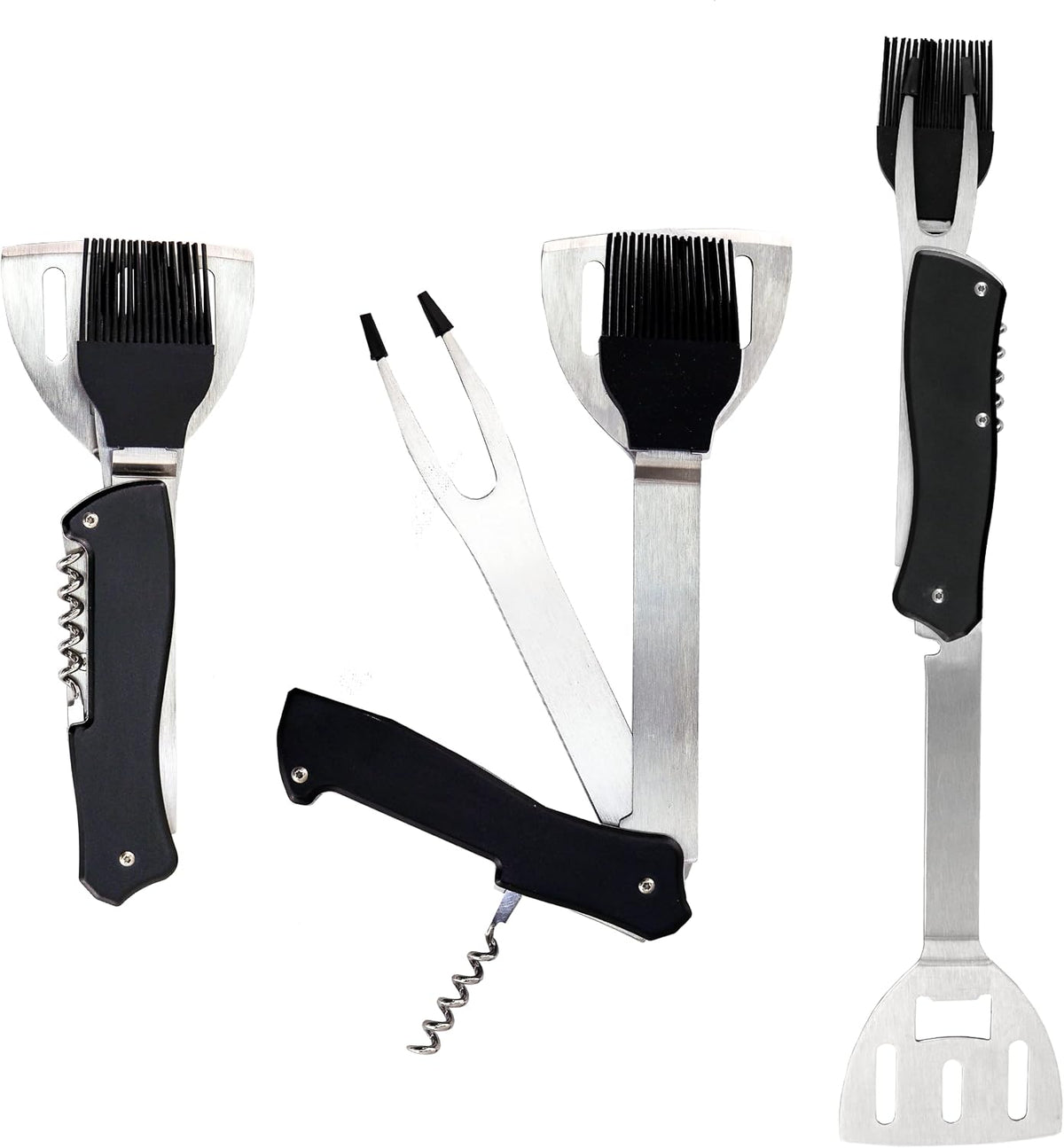 Iconikal 4-in-1 Folding Camping Grilling Tool Turner Spatula Grill Brush