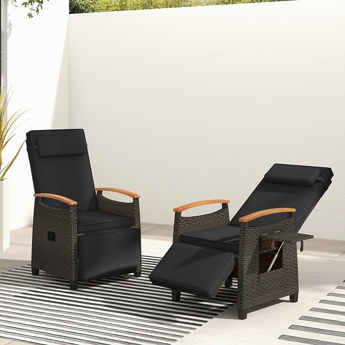 RELAX4LIFE Rattan Outdoor Recliner Chair - Image 9
