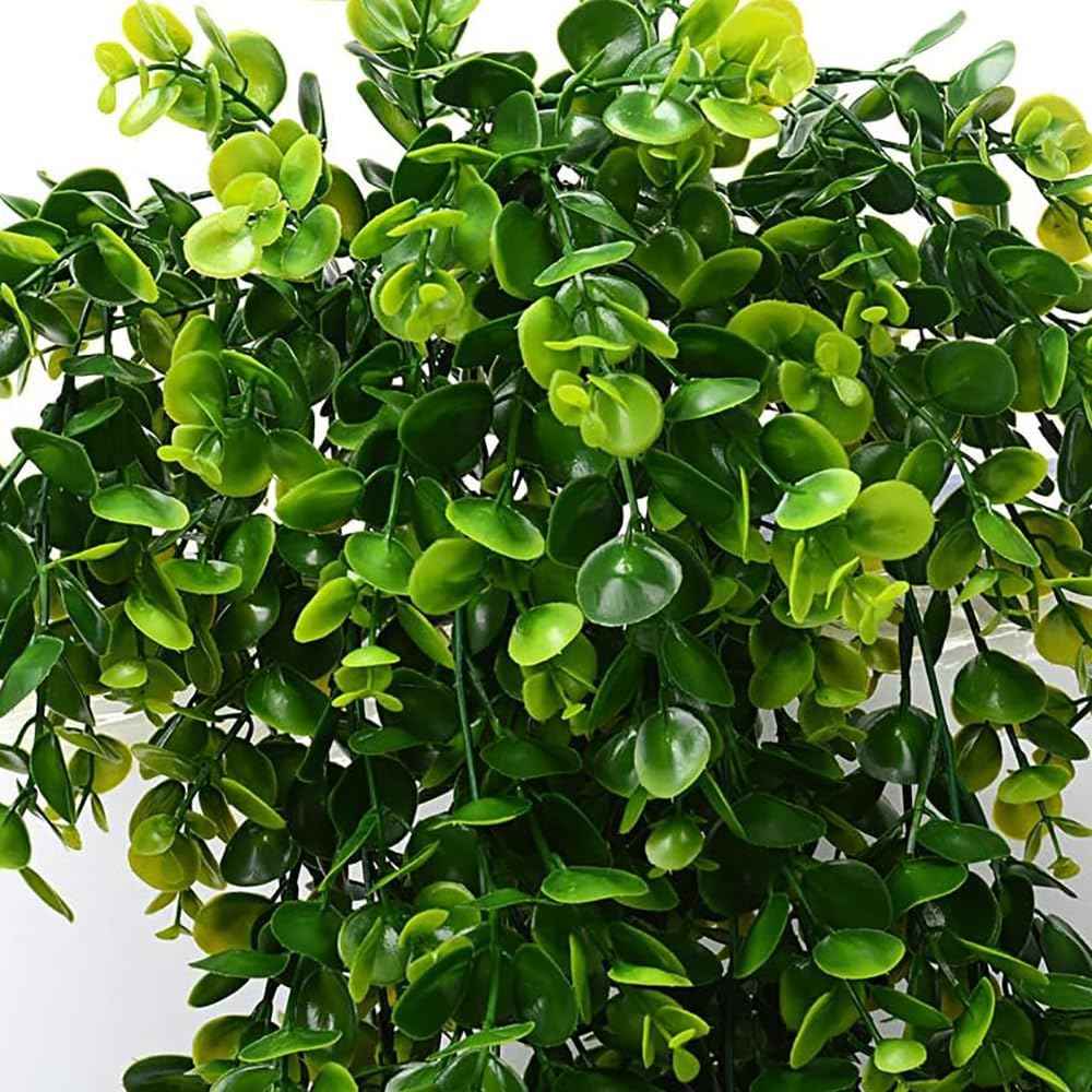 2pcs Artificial Hanging Plants Fake Hanging Plant Faux Eucalyptus Leaf Greenery Vine Outdoor UV Resistant Plastic Plants (2, Green)