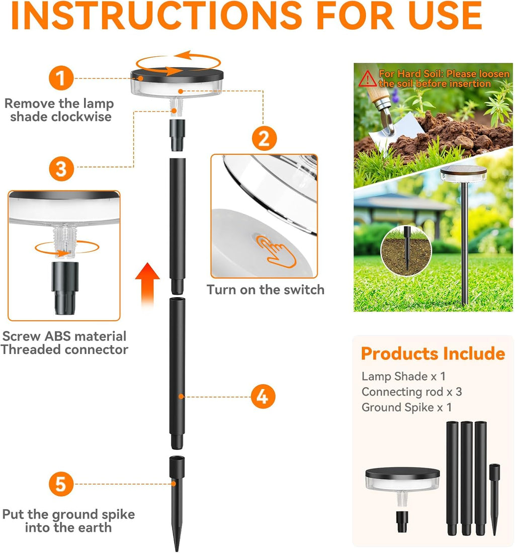 LETMY Solar Pathway Lights Outdoor, 6 Pack 2X Brighter Solar Lights Outdoor Waterproof, Taller Pathway Light with Larger Panel, Auto On/Off Up to 12Hrs Driveway Light for Yard Outside Patio Path Lawn