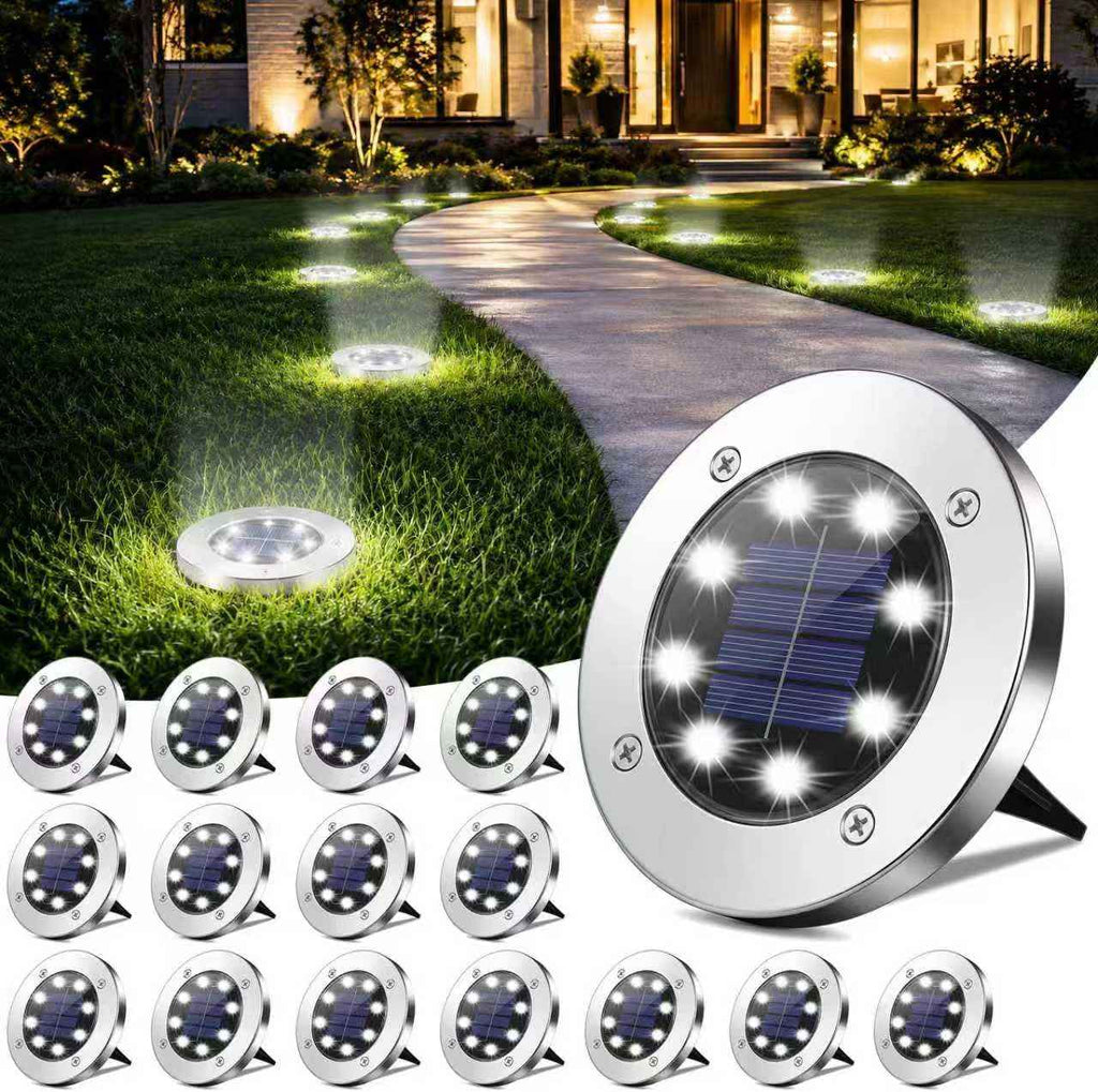 OULONGER 4.6inch Solar Ground Lights 16Packs, Garden Solar Outdoor Waterproof Pathway Bright In-Ground Landscape Lights for Patio, Lawn, Yard, Driveway, Step and Walkway(White Light)