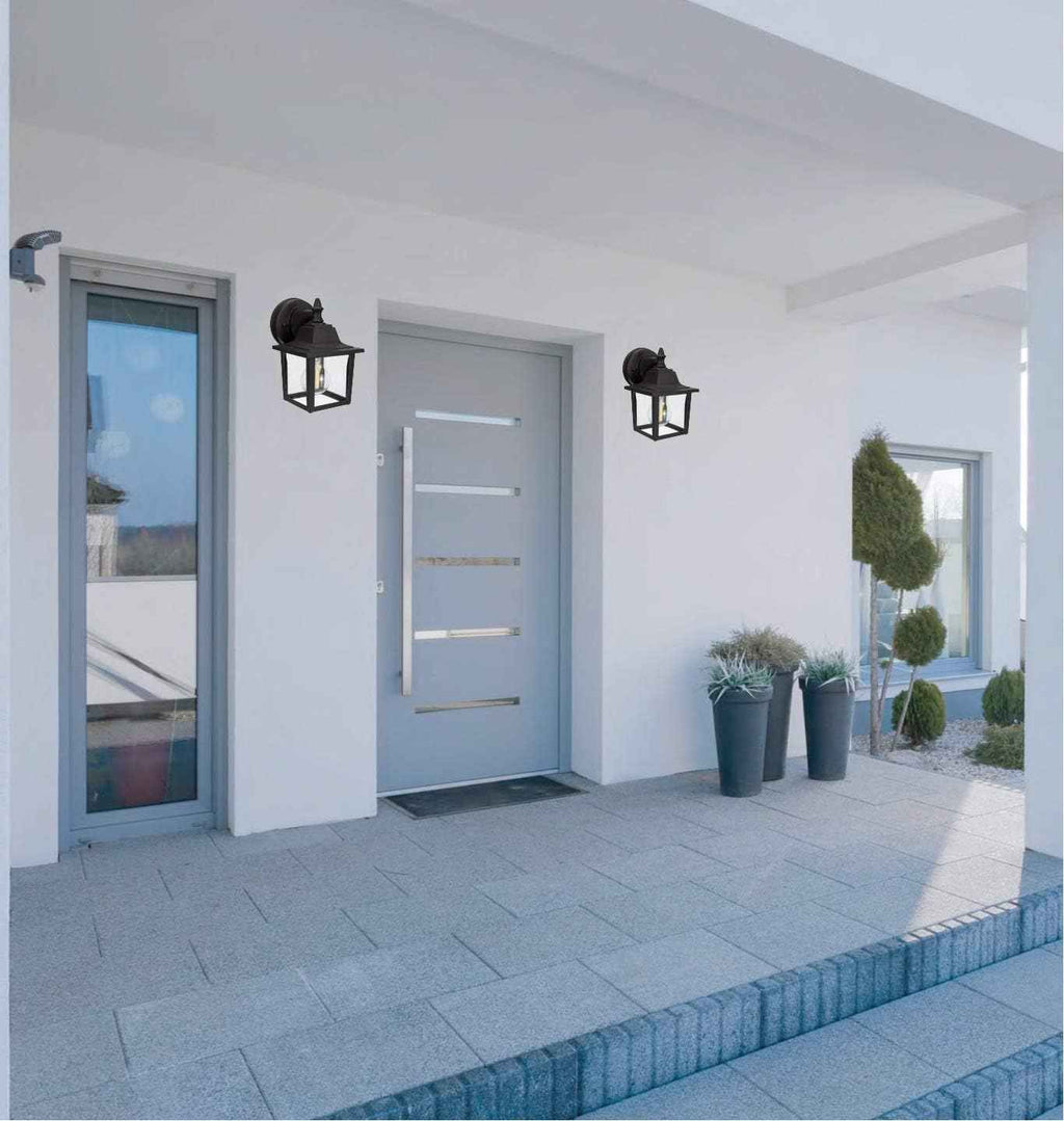 LIT-PaTH Outdoor Wall Light Fixture, Antirust Aluminum Glass, Black 1 Pack | Exterior Porch Light Wall Sconce Lantern for House Patio Garage, Waterproof Rustproof, E26 Socket 60W Max