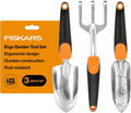 Fiskars 3-Piece Garden Hand Tools Set w/ Trowel, Transplanter & Cultivator