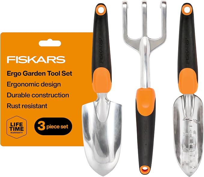 Fiskars three-piece garden hand tool set