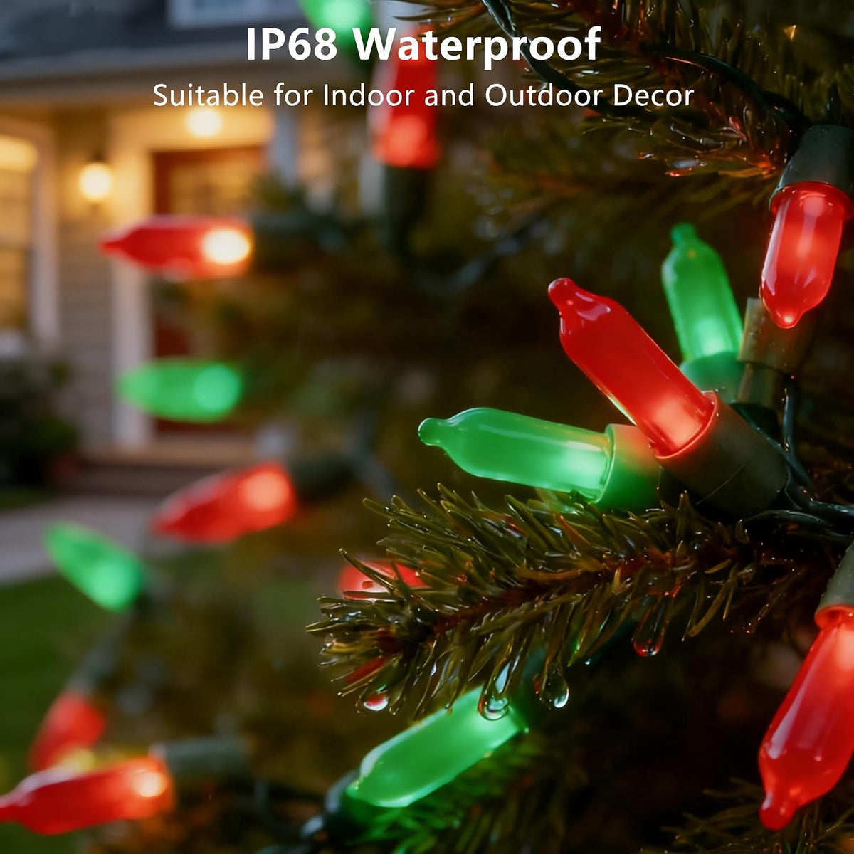Green and Red Christmas Lights,23.3FT-70 Lights LED String Lights Commercial Grade Waterproof for Holiday Decoration, Christmas Decorations