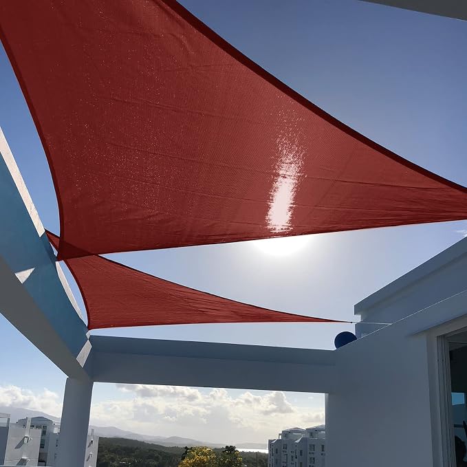 SUNNY GUARD Custom Size 18'x26'x26' Triangle Terra Red UV Block Sunshade by SUNNYGUARD