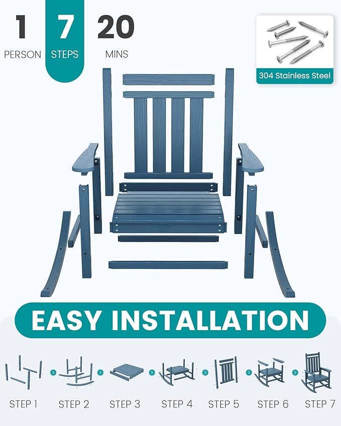 SERWALL Oversized Outdoor Rocking Chair Set of 2, HDPE Rocker - Image 6