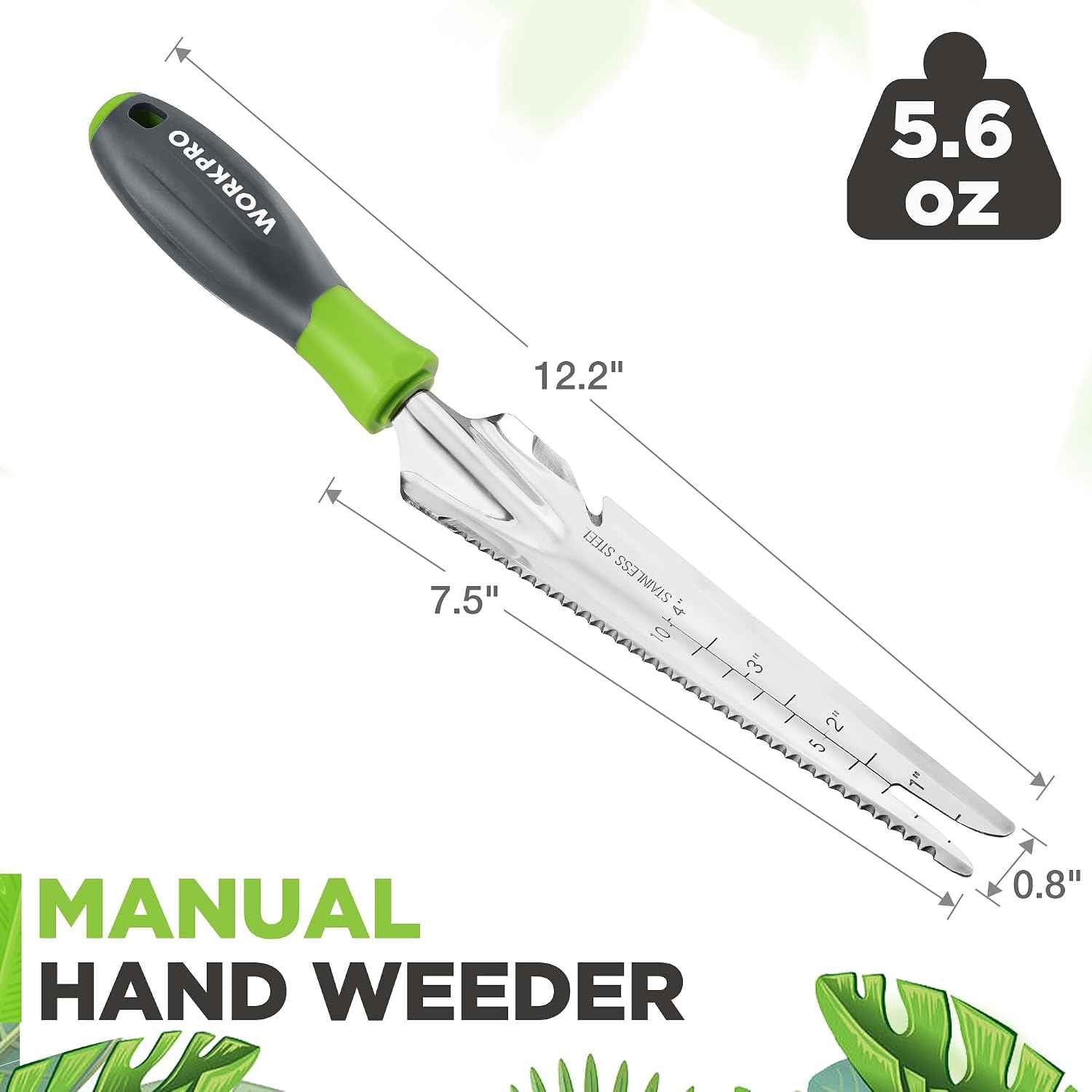 WORKPRO 5-in-1 Hand Weeder Puller, Stainless Steel Garden Trowel | Gardening Weeding Tool for Easy Weeder Removal, Planting, Weeding, Flower & Vegetable Care in Garden Lawn Yard
