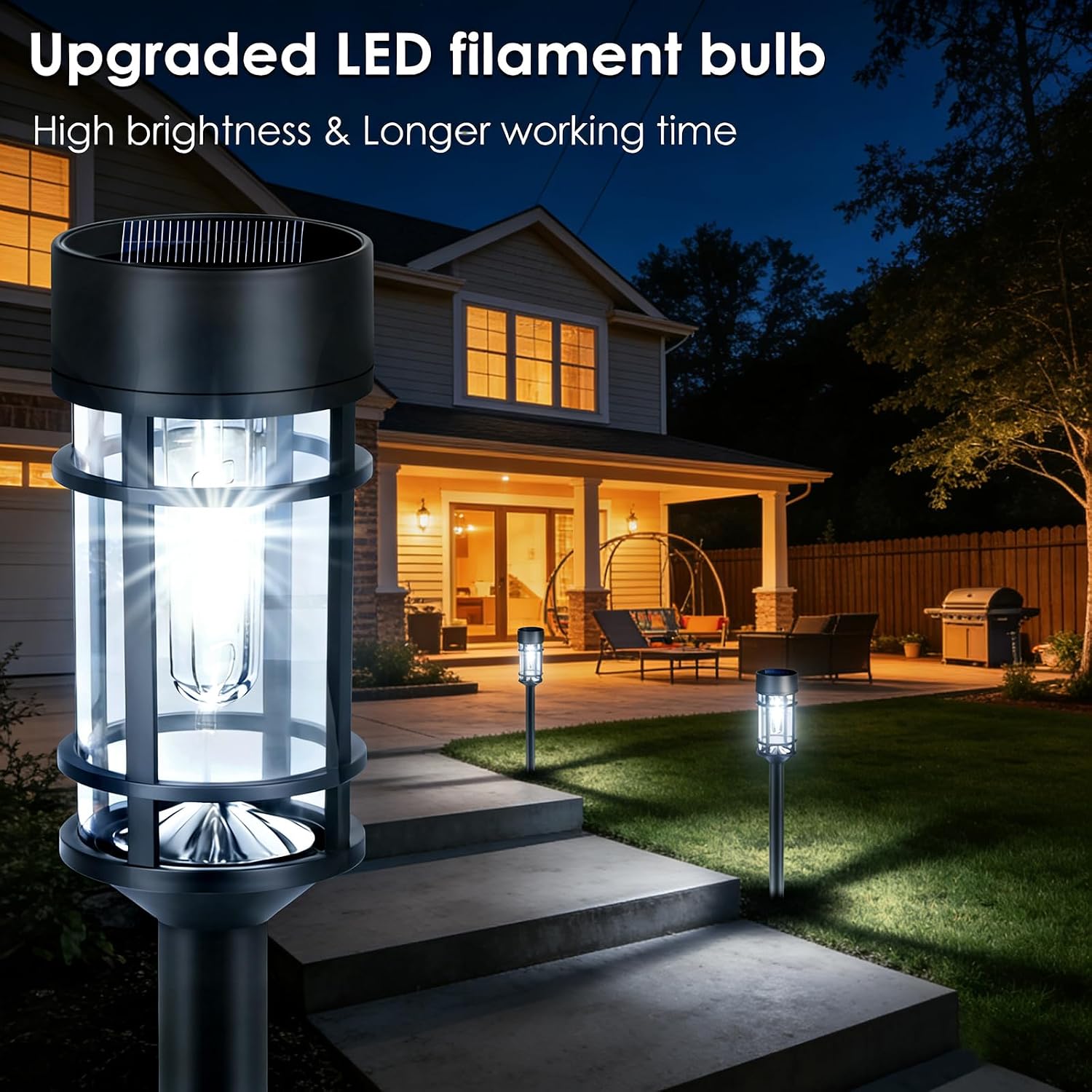 Mancra Solar Pathway Lights Outdoor, 8 Pack Metal Glass Solar Lights Outdoor Waterproof Auto On/Off Landscape Path Lighting Garden Decor for Yard Walkway Driveway, Cool White