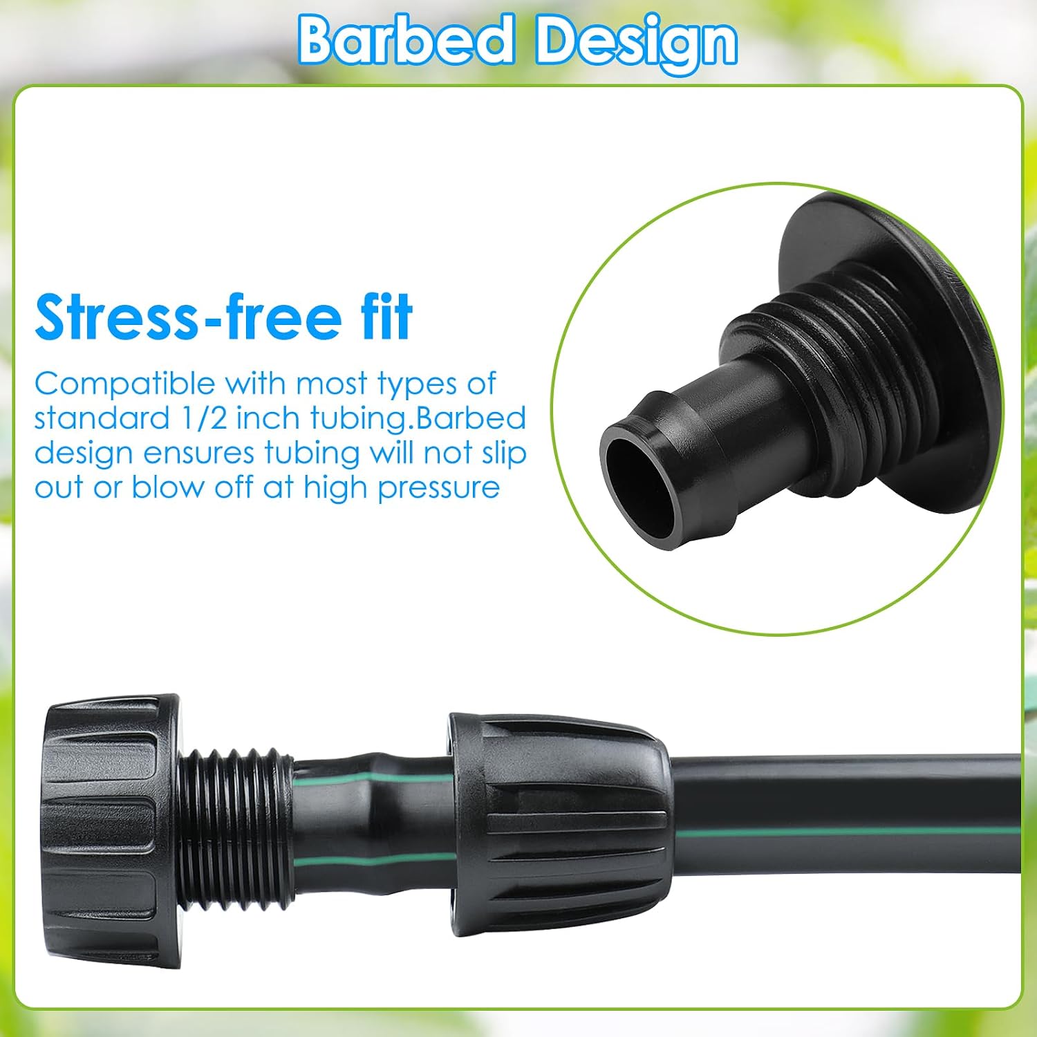 8-Pack 1/2 Inch Drip Irrigation Tubing Faucet Adapter, 3/4" to 1/2" Irrigation Hose Adapter, 3/4 Inch Barbed Drip Line Connector Garden Hose Adapter for Garden Irrigation System