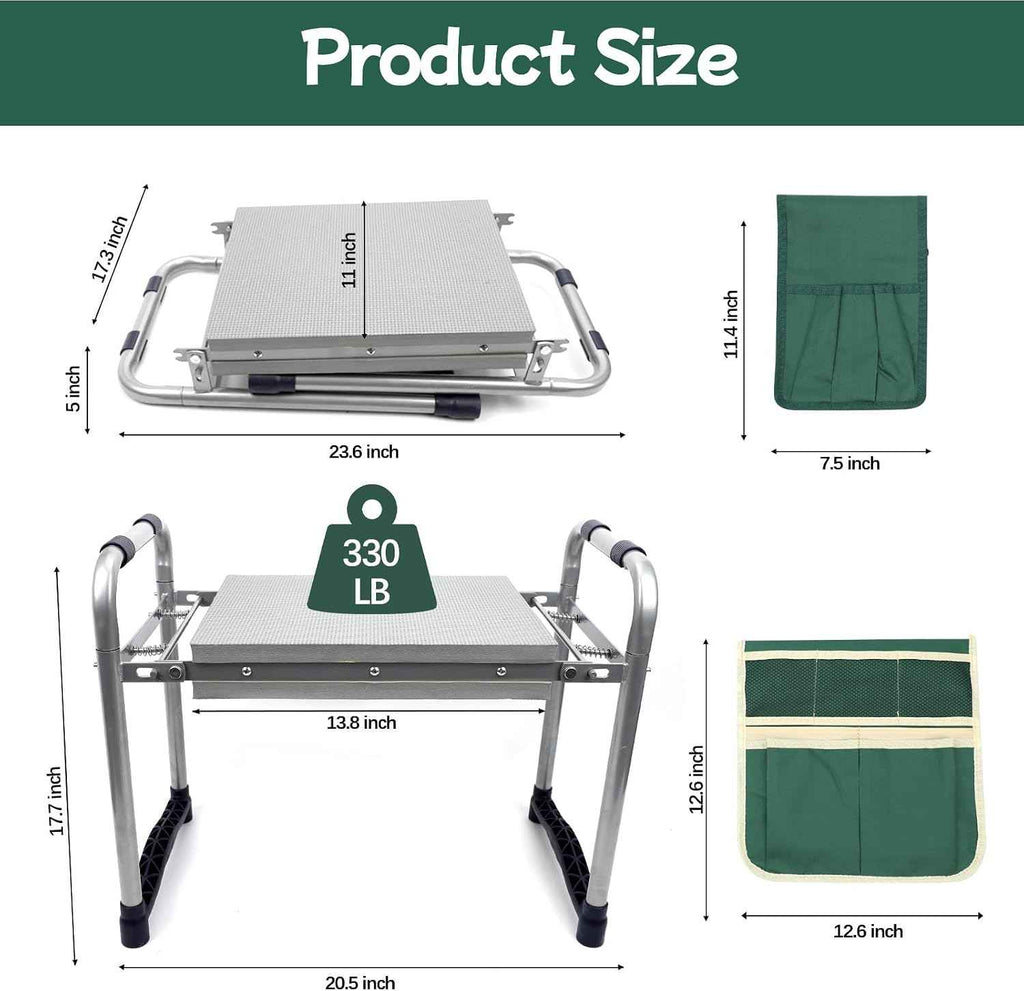 Garden Kneeler and Seat with 11.5" Wide Pad, Foldable Garden Stool with 2 Tool Bags, Heavy Duty Garden Kneeler for Gardening, Women, Horticulturist