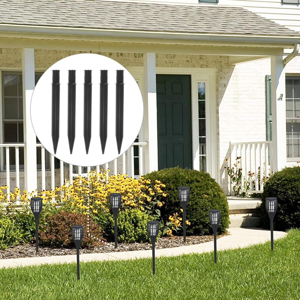 5 Pcs ABS Plastic Solar Ground Spikes, Black Ground Spike Replacement, Landscape Lighting Stakes, Solar Pathway Lights Outdoor Garden Lamp Support Stand Lighting Accessories（Round top Style）