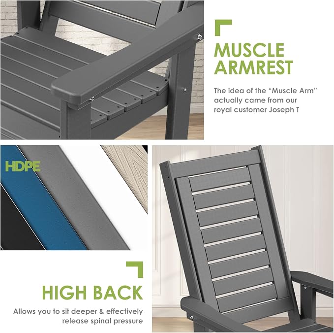 GREENVINES Outdoor Rocking Chair Set | 3-Piece | 2 Rocking Chairs - Image 7