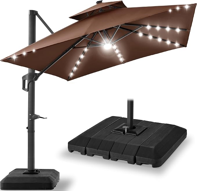 Best Choice Products 9x12ft LED Cantilever Patio Umbrella w/Base Included & by BestChoiceProducts
