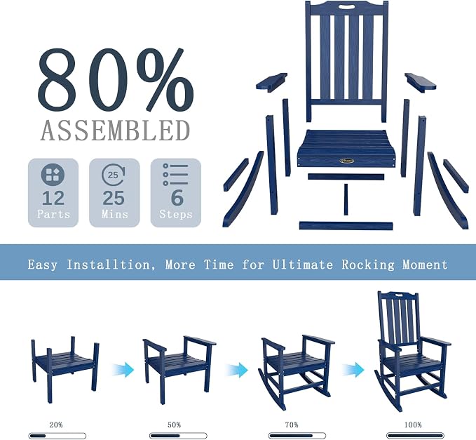 Oversized Rocking Chair Set of 2, Outdoor Rocking Chair - Image 9