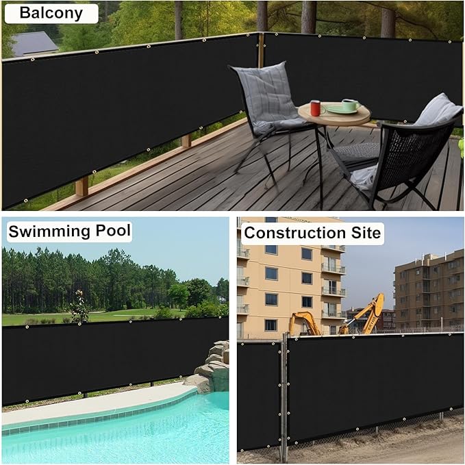 UPGRADE Privacy Fence Screen 3'x33' Black Outdoor 90% Visibility Blockage 170 - Image 8