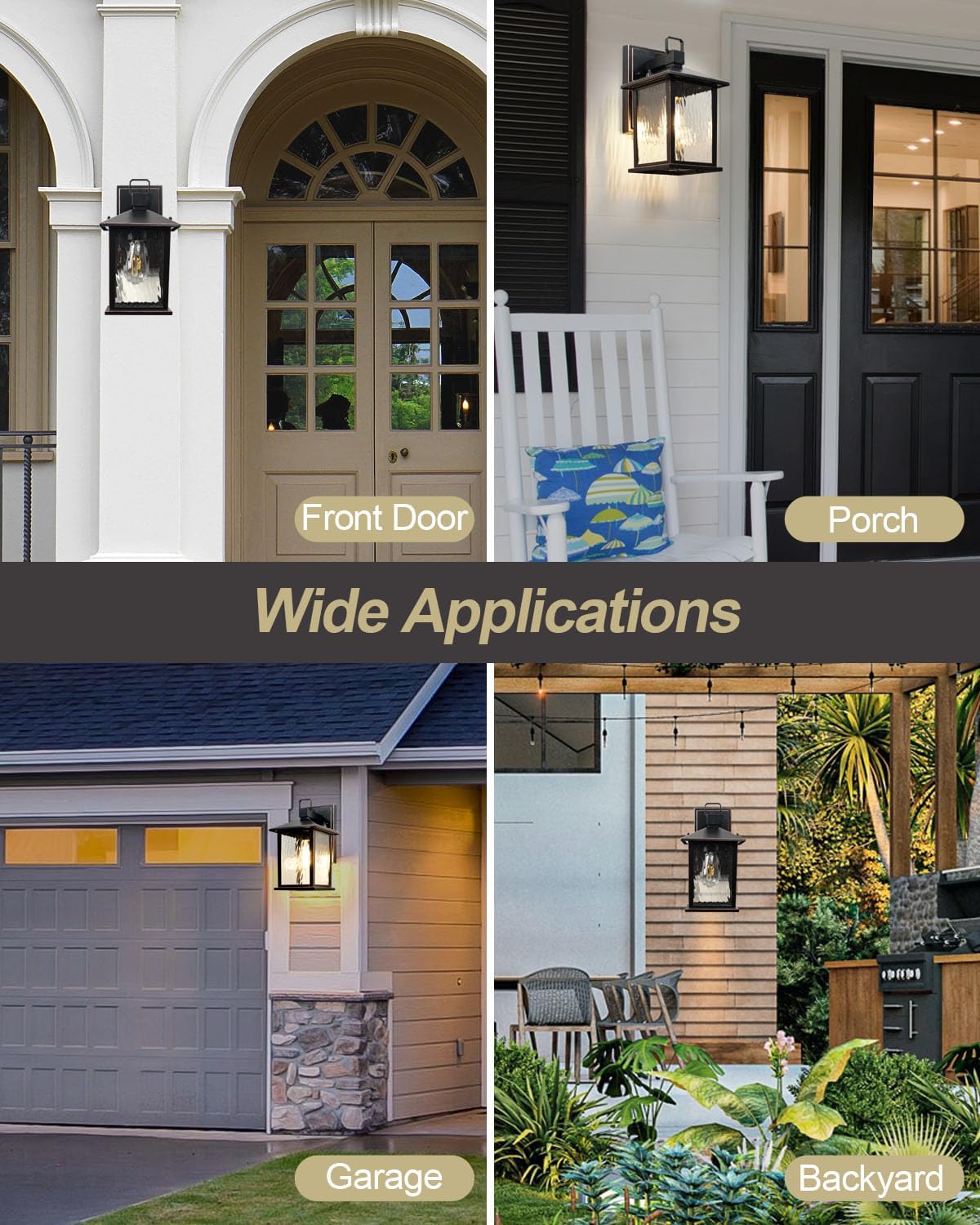 Oil-Rubbed Bronze Outdoor Wall Light, 12'' Porch Light Aluminum | 1-Pack Exterior Wall Sconce with Water Ripple Glass, Waterproof Outside Lights for House Patio Front Door, Bulb Not Included