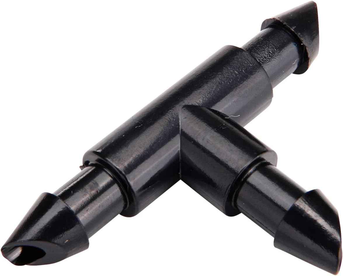 Raindrip 307050B, Barbed Tee, 1/4-Inch, 50-Pack, Drip Irrigation Fitting for Supply Tubing & Dripline, Black