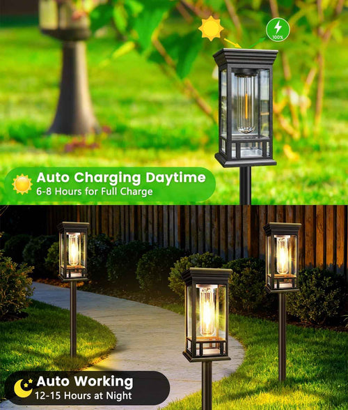 12 Pack Solar Pathway Lights Outdoor Waterproof, Bright Solar Garden Lights | Auto On/Off, Solar Lights Outdoor for Yard, Sun-Powered Landscape Lights for Path Walkway Lawn Driveway Patio Decor
