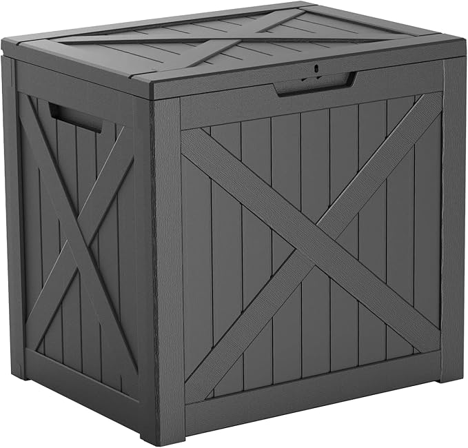 DRATO 33 Gallon Deck Boxes Resin Outdoor Storage Box UV Resistant Outside Deck by DRATOprovidesawarmandcozy