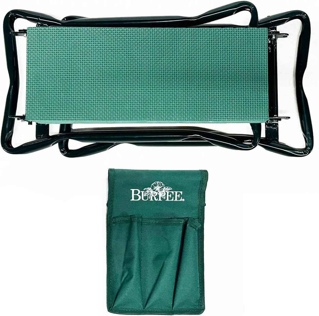 Burpee Multi-Function Garden Kneeler Seat with Padded Cushion and Detachable Tool Bag, Versatile Garden Stool with Foldable Frame, Ideal for Outdoor Gardening Enthusiasts (Green)