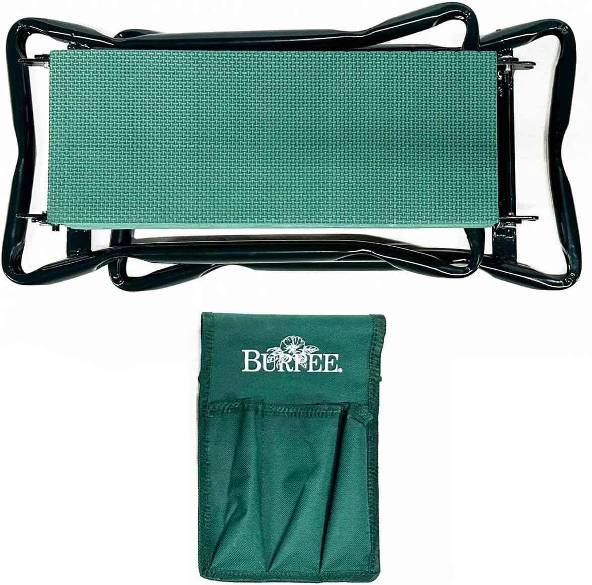 Burpee Multi-Function Garden Kneeler Seat with Padded Cushion and Detachable Tool Bag, Versatile Garden Stool with Foldable Frame, Ideal for Outdoor Gardening Enthusiasts (Green)