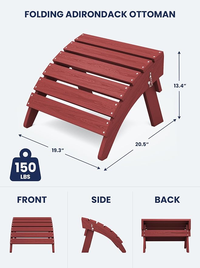 KINGYES Folding Adirondack Ottomans Set of 4 - Image 2