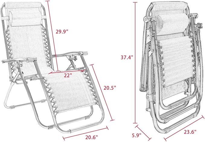 Homall Zero Gravity Patio Folding Lawn Chairs Outdoor Gravity Camp Reclining - Image 3