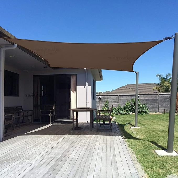 SUNNY GUARD Sun Shade Sail 10' x 20' Rectangle Brown UV Block Sunshade by SUNNYGUARD
