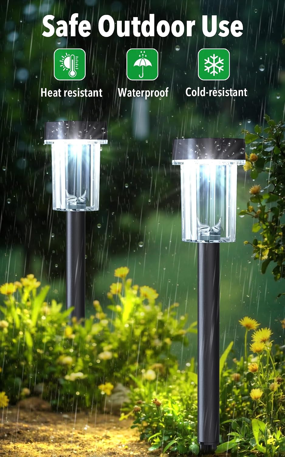Solar Pathway Lights Outdoor, 12PK Waterproof Solar Powered Garden Lights | IP55 Waterproof, 6000K Cold White LED, Auto On/Off Outdoor Solar Lights for Yard Driveway Patio Decor Landscape Lighting