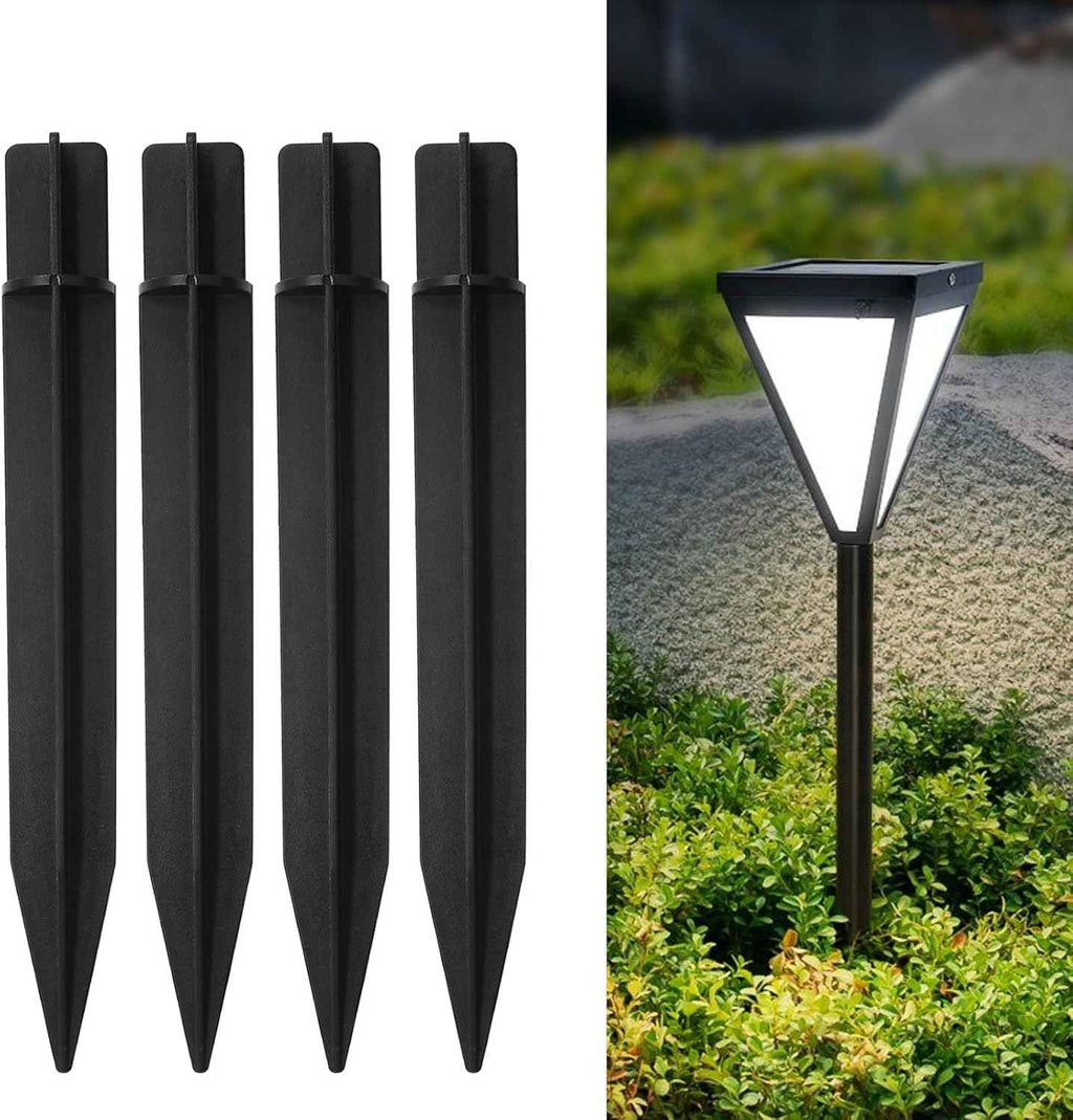 4 PCS Black 8.27 Inch Solar Light Stakes | Spikes Plastic Pathway Stakes, LED Light Ground Spikes, Garden Decoration