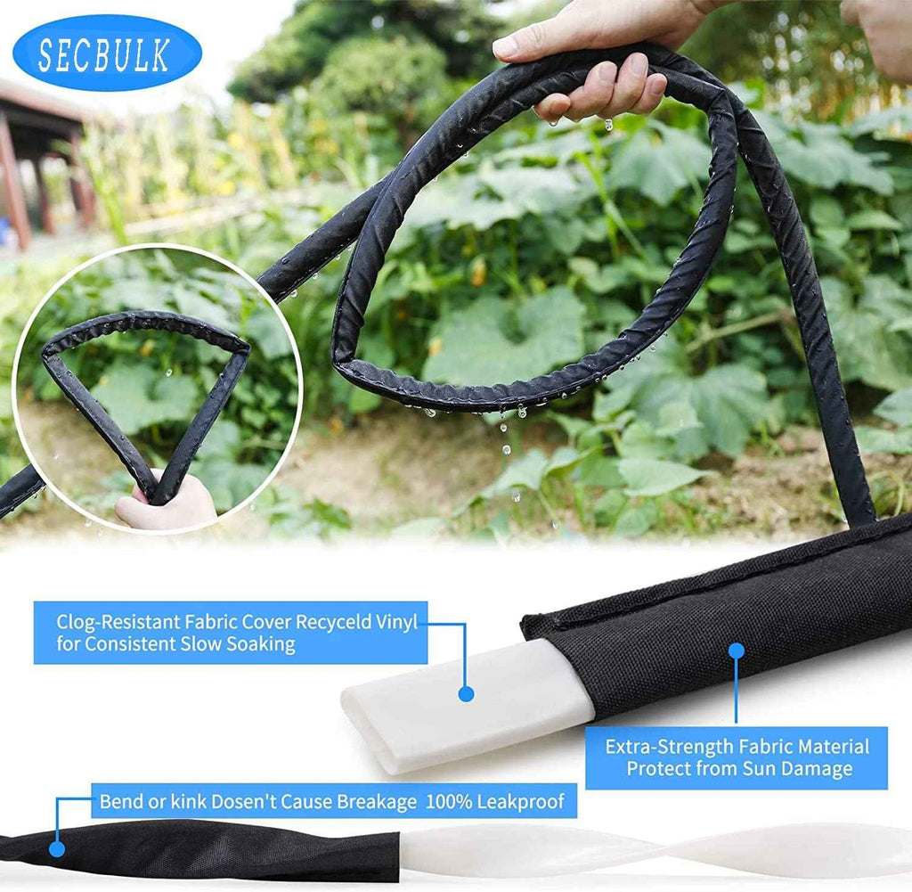 Secbulk 2026 Flat Soaker Hose 100 ft for Garden, 100' (50ft x 2) Linkable Drip Hose Diy Garden Irrigation System Saving 80% Water, Dual-layer Leak-free Design Water Hose with Holes