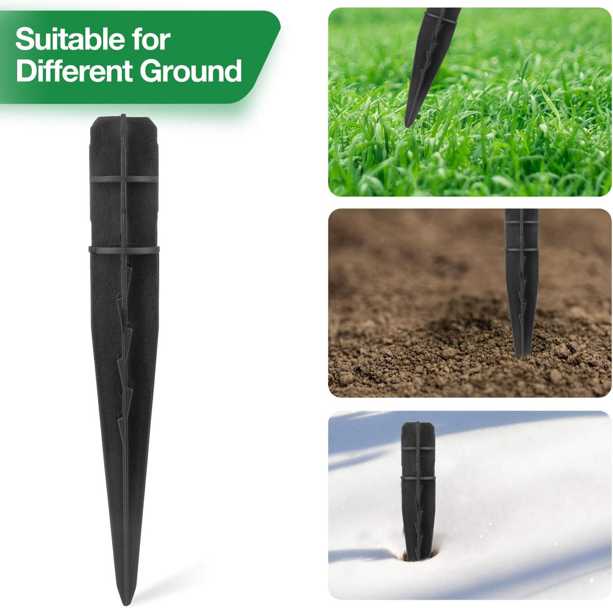 Beau Jardin 8 Pcs Plastic Ground Replacement Spikes Stakes for 0.82-0.86 inch Diameter Connecting Pole of Solar Pathway Lights Torch Lights Garden Lights for Yard Patio Walkway Landscape 5 inch Tall