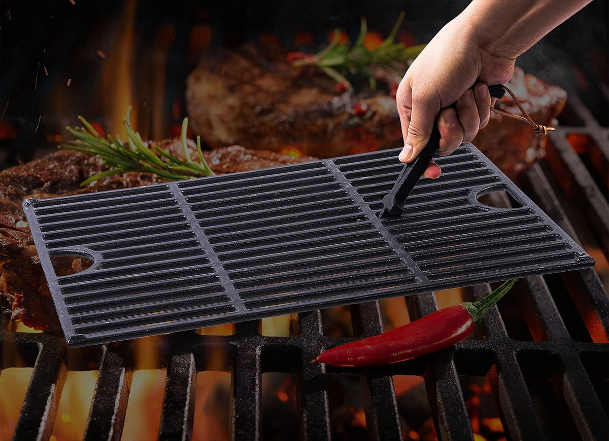 DELSbbq Cast Iron Barbecue Universal Grill Grid Lifter, 8 inch Long hot Surfaces handling Lifter Gripper for Most Charcoal Grills and Gas Grills