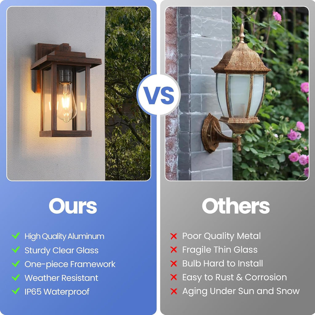 Outdoor Wall Sconce, Brown Outside Porch Light Fixtures Clear Glass