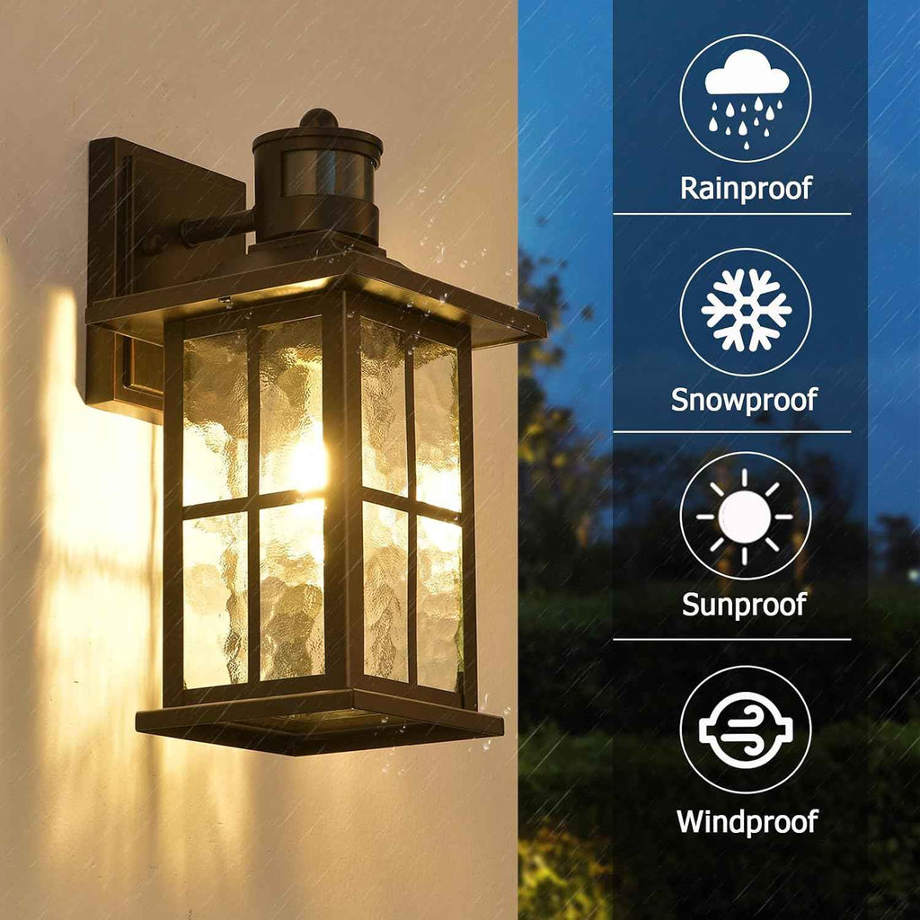 FLEDAVID Motion Sensor Porch Light Black Dusk to Dawn Outdoor Wall Lantern | Exterior Sconce Lighting Fixtures Modern Outside Wall Mount Coach Lamp for House Garage Patio Front Door